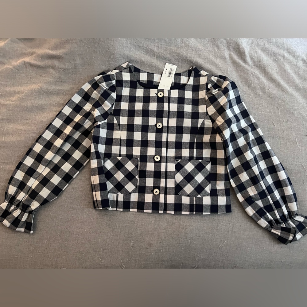 Navy and White Checkered Jacket